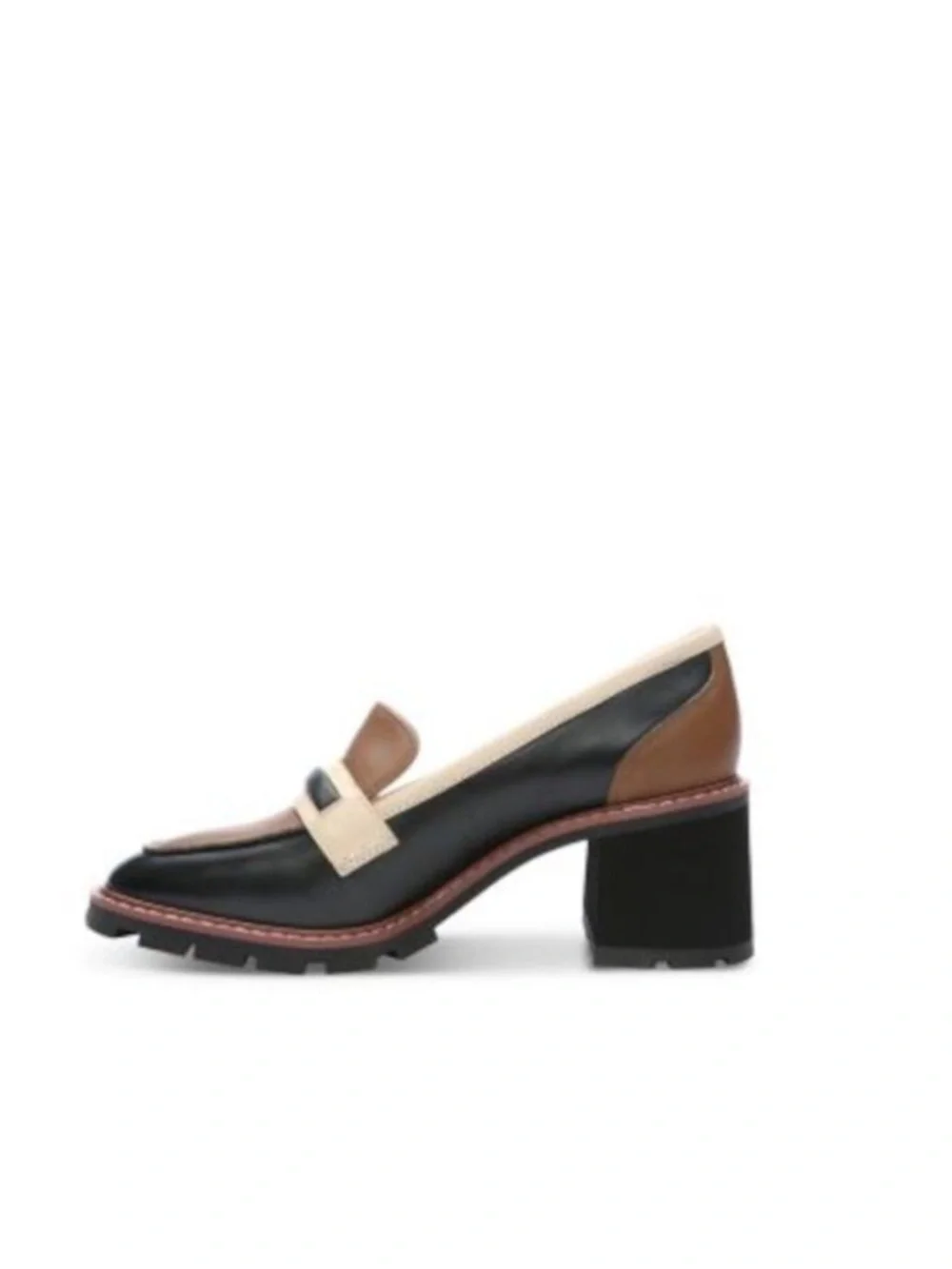 Sanctuary Parker Leather Block Heel Slip On Color Block Loafers